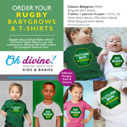 Rugby Baby Grow - Go Bokke! (White)