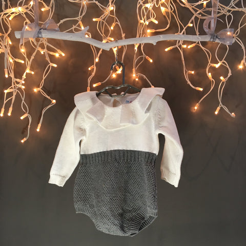 Baby Girl's Knitted Peter Pan Collar 100% Cotton Bodysuit
