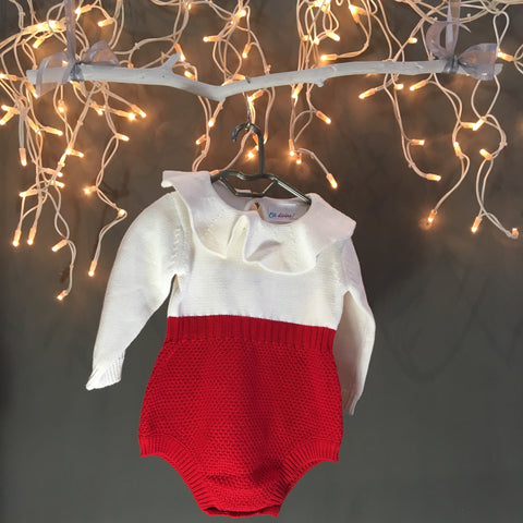 Baby Girl's Knitted Peter Pan Collar 100% Cotton Bodysuit