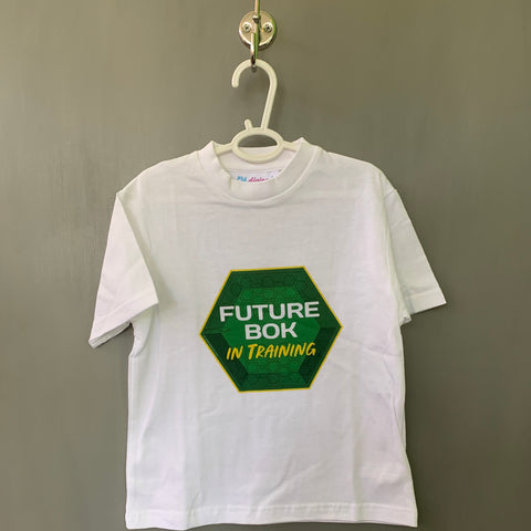 Rugby Toddler or Youngster T-shirt - Future Bok in Training! (White)