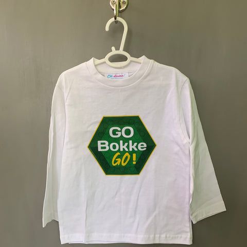 Rugby Toddler or Youngster T-shirt - Go Bokke! (White)
