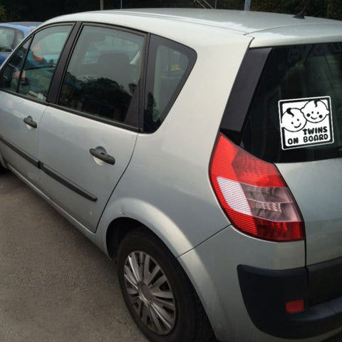 Sticker: Twins on board white car decal
