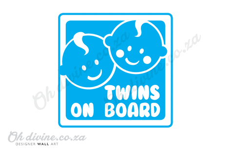 Sticker: Twins on board white car decal