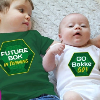 Rugby Baby Grow - Go Bokke! (White)