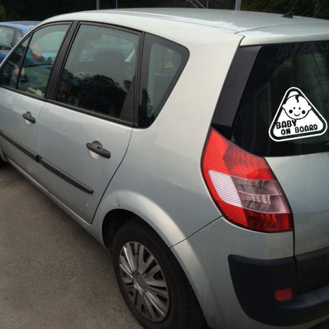 Sticker: Baby on board white car decal