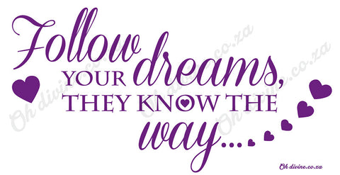 Follow your dreams smaller wall quote