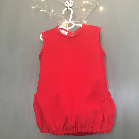 Toddler Girl's Pinafore Bubble Dress and Bow Shirt (Bright Red and Black and Pink Flowers)
